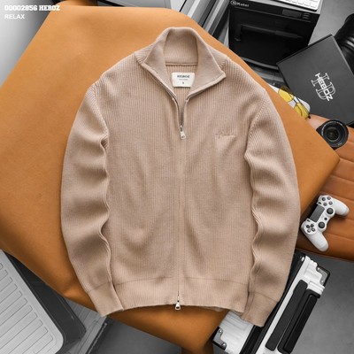 [FORM RỘNG] Áo khoác len Heboz Classic zip 3M, áo khoác nam dệt kim dài tay khóa kéo giữa - 00002856