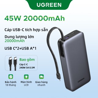 【Pin Sạc Dự Phòng Có Thể Đặt Hàng】【20000mAh 45W】Sạc dự phòng UGREEN  Bộ sạc di động 20.000mAh tích hợp cáp USB C,