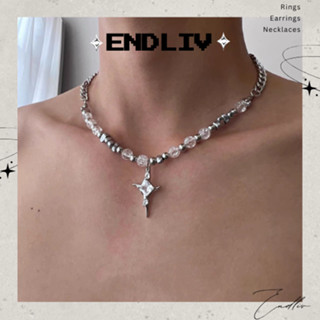  Dây chuyền Titan không gỉ mặt thánh giá phối hạt đá cá tính độc đáo dành cho nam và nữ - ENDLIV 