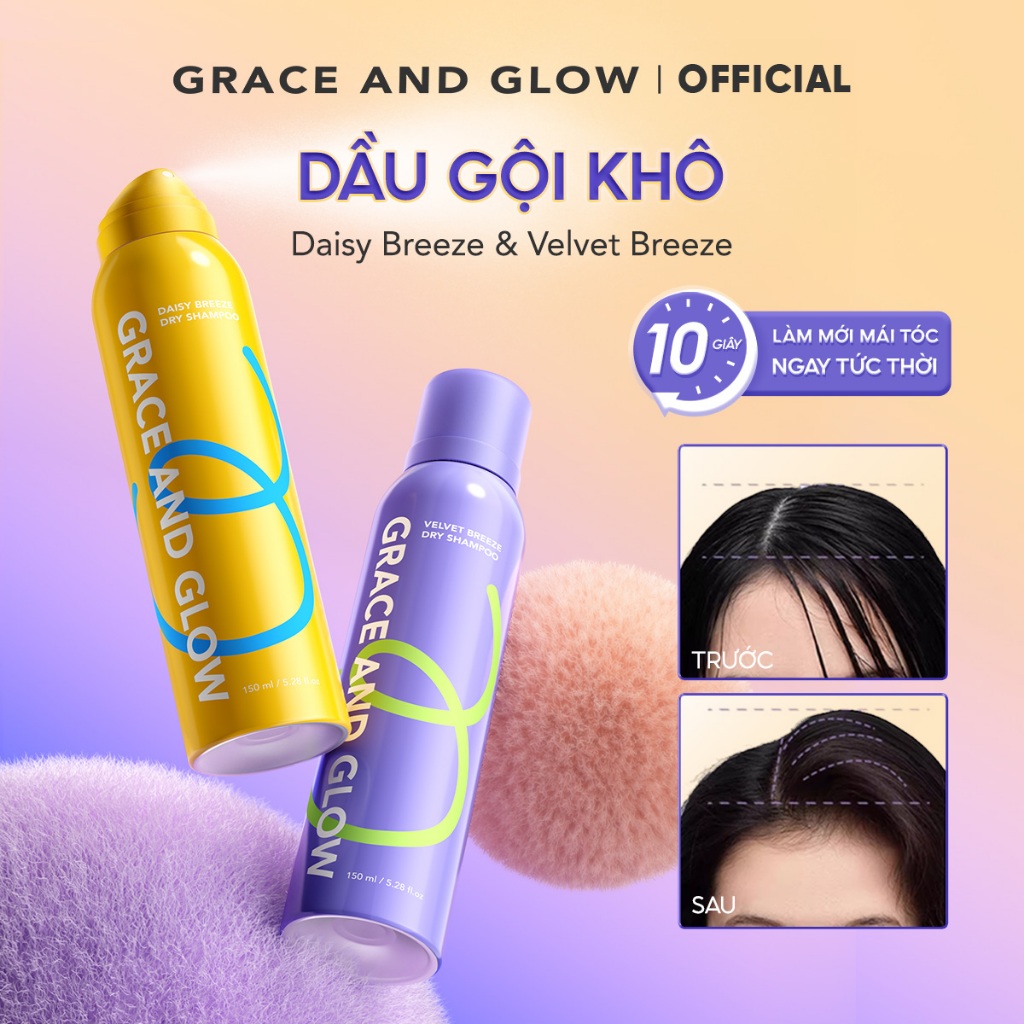   MỚI  Dầu gội khô phồng tóc Grace and Glow Velvet Opium Daisy Breeze 150ml kiềm dầu lâu bết giúp giải cứu tóc bết lưu 
