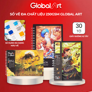 [Giảm 5K Đơn 0Đ] Sổ Vẽ Đa Chất Liệu Global Art 230gsm A4 A5 Sổ Sketch 30 Tờ Giấy Sần Không Kị Tẩy Giấy Vẽ Chuyên Nghiệp
