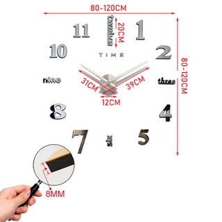 Đồng hồ dán tường siêu đẹp 3D loại to trang trí nhà cửa, quán caphe