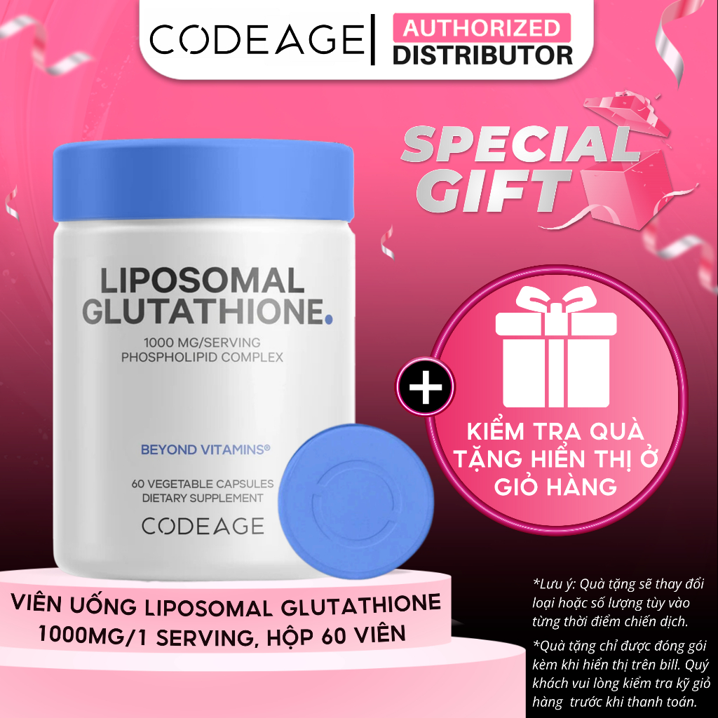 TPBVSK Viên Uống Bảo Vệ Sức Khỏe Codeage Liposomal Glutathione 1000mg/serving, Hộp 60 Viên