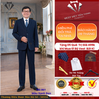 Bộ vest nam trung niên vest việt tiến thành vải tuýt si cao cấp kèm áo sơmi trắng dài tay thu đông 2025-2026