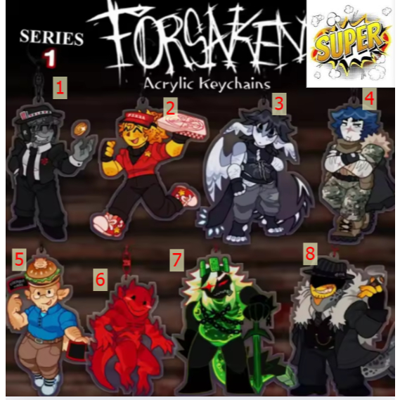 Móc khoá FORSAKEN Series 2 - Stickers: Shedletsky, Builderman, Dusekkar, Taph, Noob, John Doe, Slash