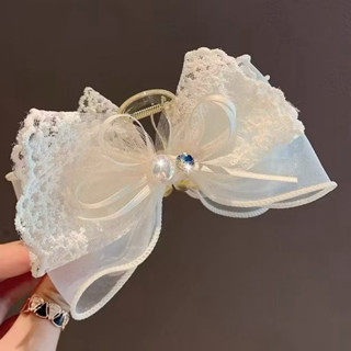  Kẹp tóc nơ ren đính đá hạt tiểu thư nữ tính  đơn 10 kẹp vải bất kỳ shop tặng thêm 1 cái  