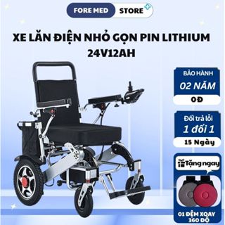 [Bản cao cấp] Xe lăn điện 24V/12AH,Xe lăn điện gấp gọn siêu nhẹ Pin Lithium (Bảo hành 2 năm)