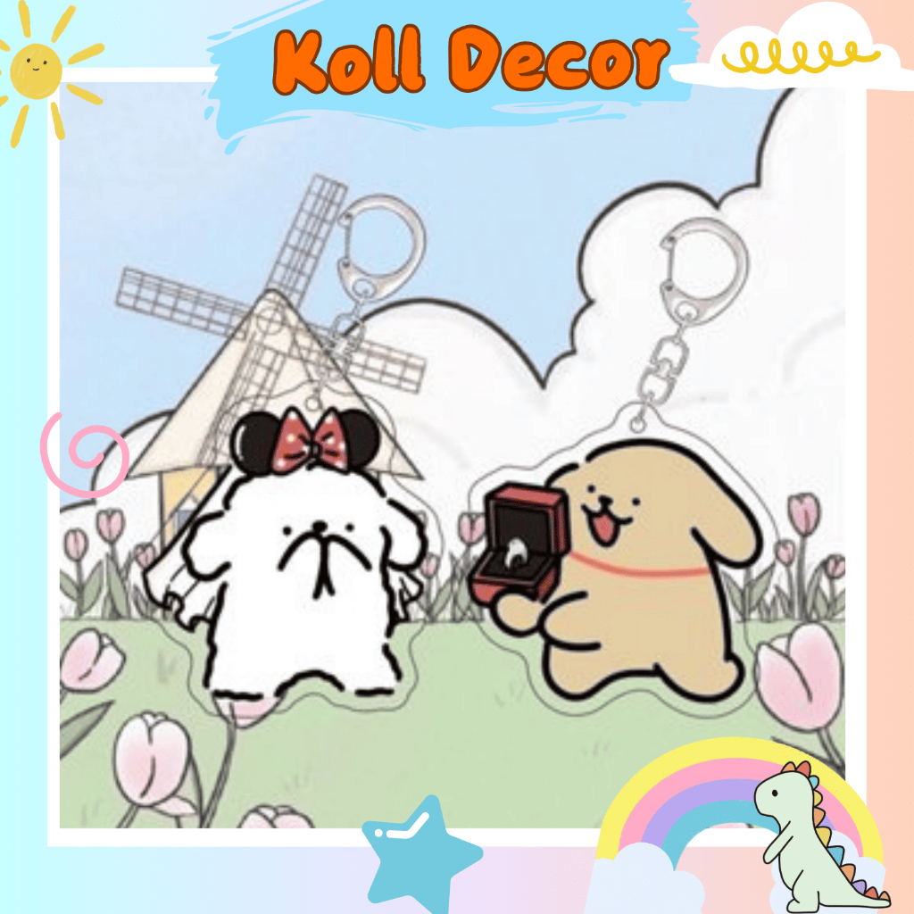 Móc Khóa Cún Con Malta – Acrylic Hoạt Hình Dễ Thương, Phụ Kiện Trang Trí Xinh Xắn