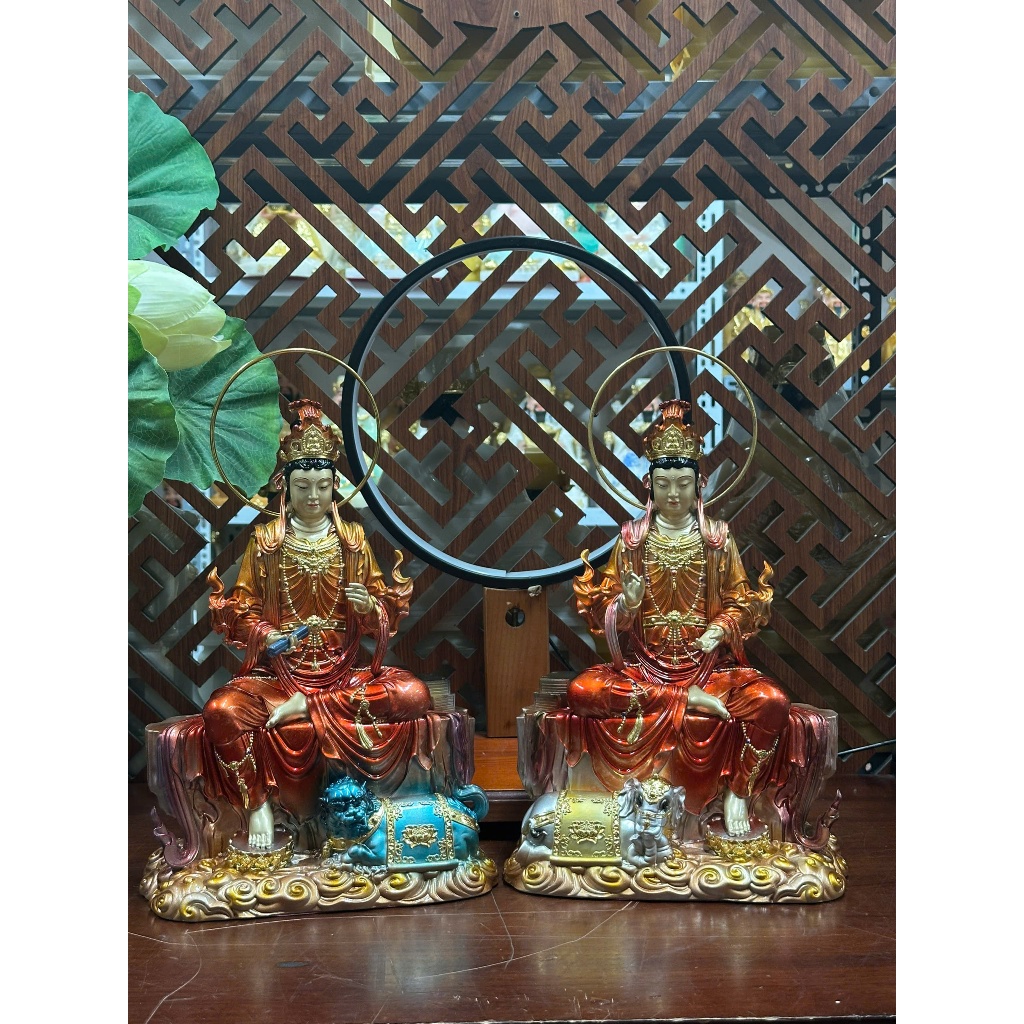 Văn Thù Phổ Hiền Văn Thù Sư Lợi Bồ Tát cao 30cm poly composite