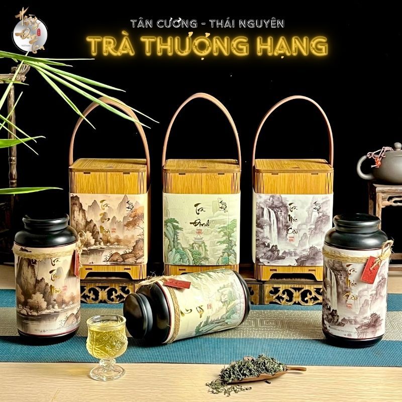 Hộp Gỗ Chè Tân Cương Thái Nguyên Thượng Hạng Hộp Quà Tết Uống Trà Đạo Biếu Cao Cấp Xanh Thơm Ngon