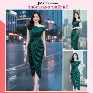 V4746, V4779 Váy lụa xanh dáng ôm body dự tiệc [Dolce Viva Colection (DVC)] đầm llệch vai thiết kế