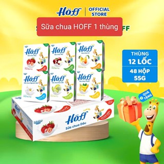  Sữa chua hoa quả trẻ em Hoff cho bé từ 6 tháng tuổi hỗ trợ tiêu hóa bổ sung lợi khuẩn 1 thùng  48 hộp x 55g  