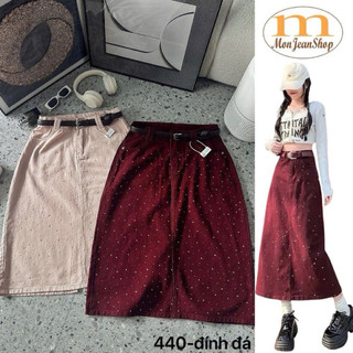  Chân váy jean dài Bigsize 55-90kg đính đá sang chảnh Ms440 