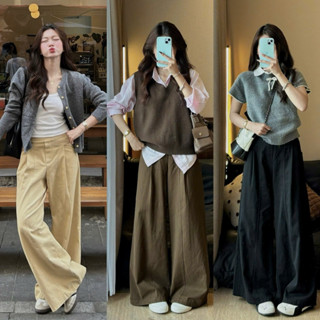 (ẢNH OLDSCHOOL) Quần thô suông nữ ống siêu rộng xếp ly đùi phủ chân QC1513