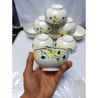Combo 10 chén 5 chén sứ trắng 11.5cm hoa gừng