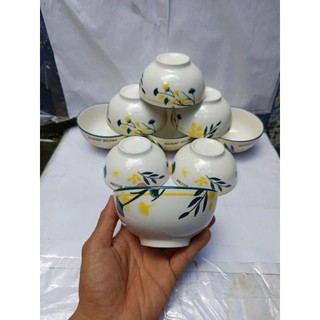 Combo 10 chén 5 chén sứ trắng 11.5cm hoa gừng