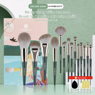 Bộ 14 Cọ Trang Điểm Cá Nhân KIYE Chuyên Nghiệp Chính Hãng Mềm Mại Bám Phấn Kèm Túi Đựng
