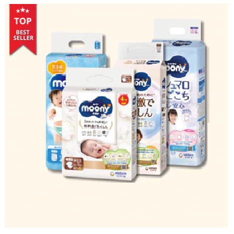 [CHÍNH HÃNG] BỈM DÁN/QUẦN MOONY NATURAL NHẬT CÁC SIZE NB66/S60/M46/L38/L36/XL32...