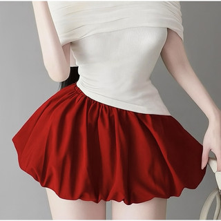  CHÂN VÁY DÁNG BÍ NGÔ DÁNG XOÈ PHỒNG TÔN DÁNG LƯNG CHUN CÓ QUẦN BẢO HỘ SIÊU HOT CÓ MÀU ĐỎ TẾT CVBI9 