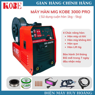   Tặng kính điện tử  Máy hàn mig KOBE 3000 Pro 5 chức năng sử dụng cuộn dây hàn 1kg và 5kg 