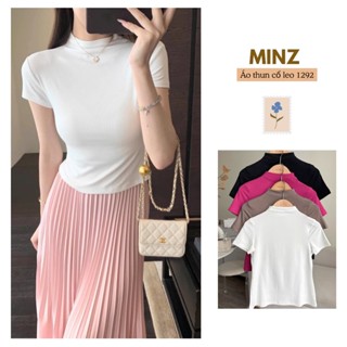 Áo Thun Cổ Leo MINZ STORE Mã 1292, Thiết Kế Ngắn Tay Phong Cách Công Sở Hàn Quốc