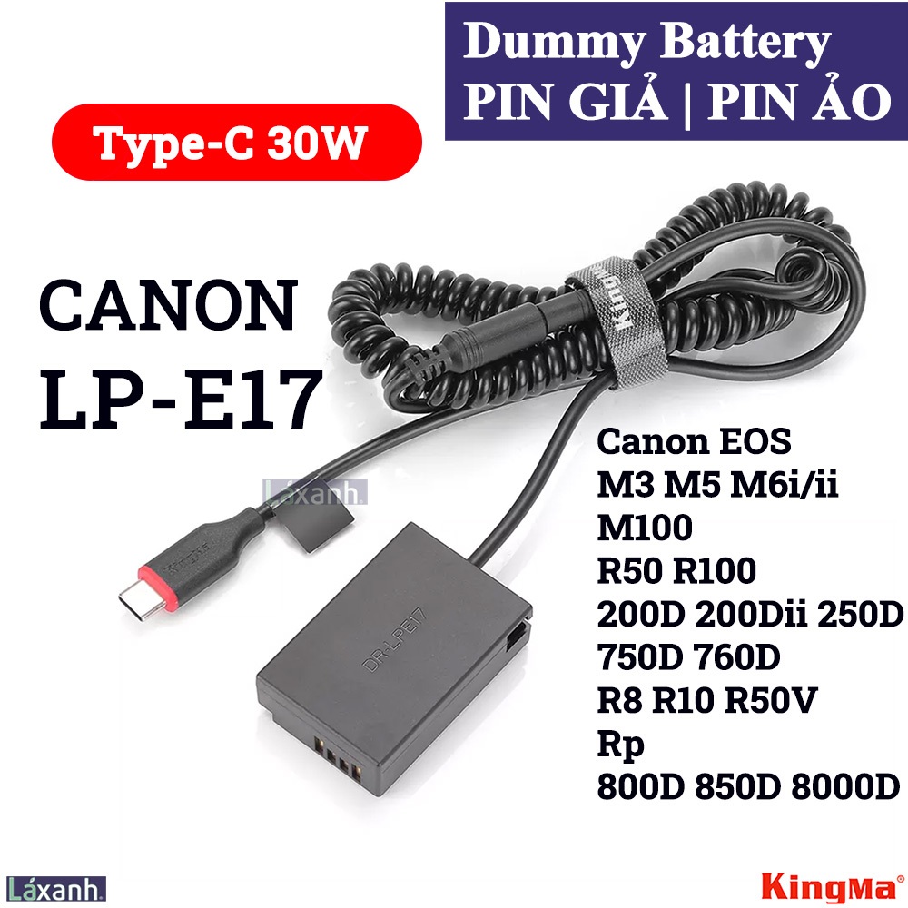 Dummy Type-C Canon LP-E17 | Pin giả pin ảo pin dummy battery Canon R50V R8 Rp R100 R50 M3 M5 750D 76
