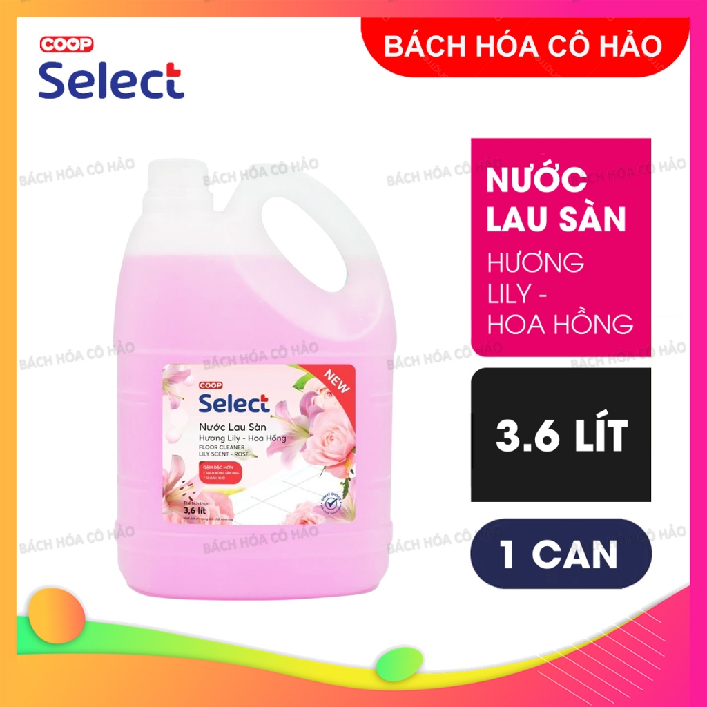 Nước lau sàn hương lily và hoa hồng Floor Cleaner Lily Scent - Rose Coop Select 3.6L