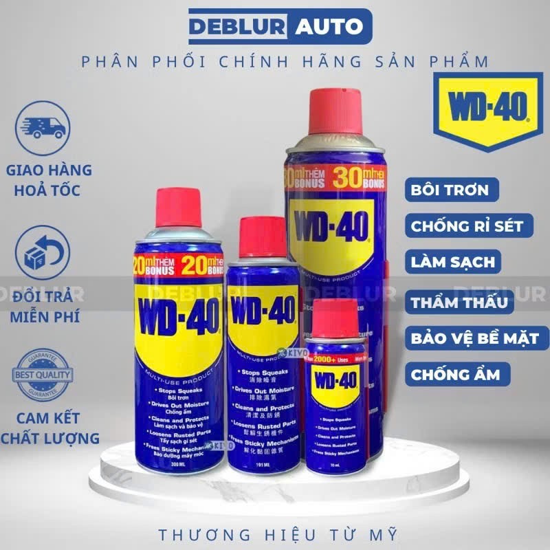 Xịt tẩy rỉ WD-40 hàng chuẩn, chuyên tẩy rỉ sét, làm sạch và chống ẩm