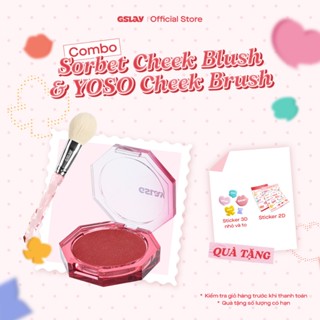 Combo Má Hồng Kem GSLAY Sorbet Cheek Blush mịn lì, dễ tán bền màu (5g) và Cọ Má Hồng lông cọ mềm mượt, tán phấn đều màu