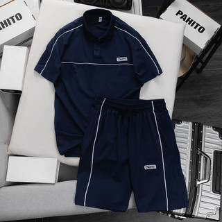  Bộ quần áo nam nữ cổ bẻ mùa hè phối viền thêu chứ PAHITO chất poly thoáng mát MENSWEAR BH31 