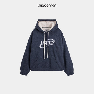  Áo nỉ hoodie lót lông INSIDEMEN  form rộng lót bông dày nam nữ mùa thu đông IHD002W3 