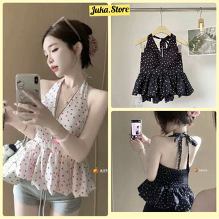  Áo yếm chấm bi buộc nơ hở sau lưng dáng xoè sexy Juka.Store 