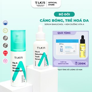 Bộ Đôi Dưỡng Da Căng Bóng, Chống Lão Hoá Serum Tia'm Vita A Bakuchiol 40ml, Kem Dưỡng Anti-Wrinkle Moisturizer 80ml