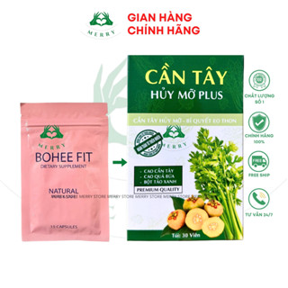 Giảm Cân Cần Tây Hủy Mỡ Plus Chính Hãng MERRY STORE, Viên Hỗ Trợ BOHEE FIT Mới dành cho cơ địa khó giảm, đào thải mỡthừa