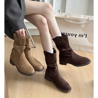    Hàng mới về  Bốt da lộn cổ ngắn ALI style Hàn dễ đi dễ mix đồ có 2 màu hàng QCCC - FULLBOX HÀNG L1 