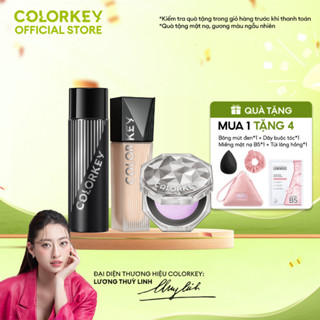 COMBO Đẹp Mịn Lì - Phấn Phủ COLORKEY 8g + Xịt Khóa COLORKEY 100ml + Kem Nền Cho Da Dầu 30g