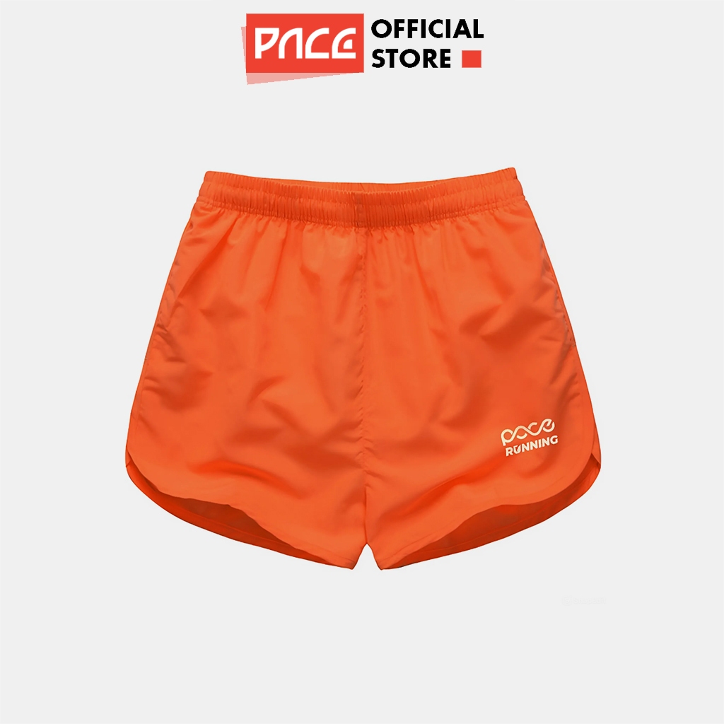 Quần chạy bộ nam PACE RUNNING màu cam có túi đựng điện thoại, quần thể thao tập gym, quần short đùi 