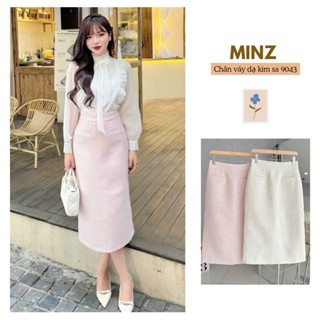 Chân Váy Dạ Kim Sa MINZ STORE Mã 9043 Thiết Kế Dáng Suông Phong Cách Công sở Hàn Quốc 