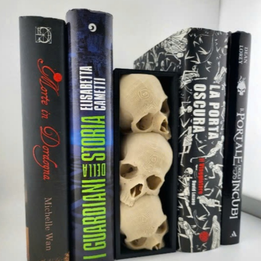 Book Nook Đầu Lâu 3D Trang Trí Kệ Sách – Gothic, Halloween, Decor Thư Viện