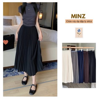  Chân Váy Dạ Dập Ly MINZ STORE Mã 4954 Thiết Kế Dáng Xòe Phong Cách Công sở 