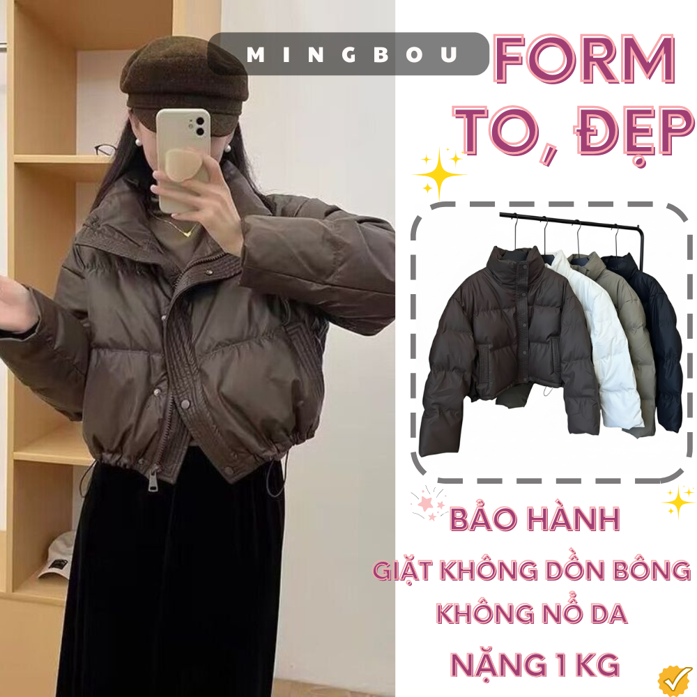 HÀNG FORM TO LOẠI 1, Áo khoác phao da dài tay trend 2025 hàng QC Áo khoác da mùa đông dáng ngắn, Áo phao béo nữ