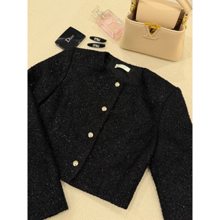  DORI STUDIO - Jani Top - Áo khoác dạ nhũ bling  form ngắn lửng   Màu Đen  