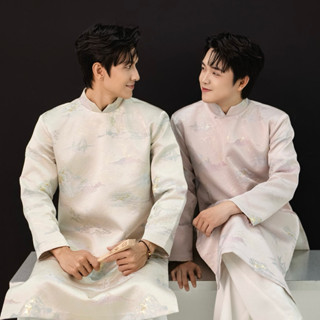  Áo dài nam Gấm Núi Non vải ép keo có cầu vai BIGSIZE 100kg  KHÔNG KÈM QUẦN  