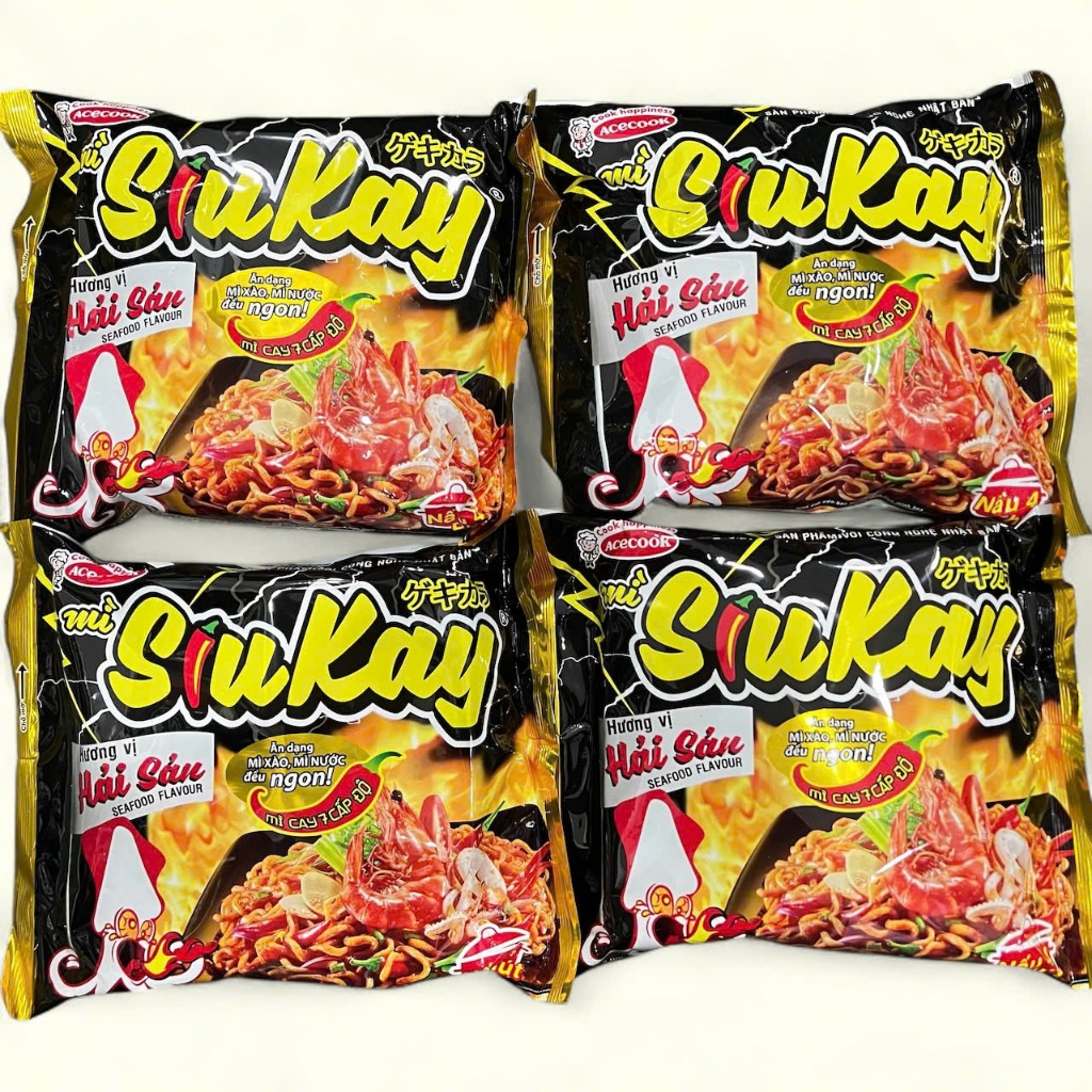 Mì SiuKay vị hải sản - Mỳ cay hải sản Acecook Siukay, combo 4 gói/ 10 gói