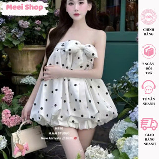  Set Áo Ống Bi To Phối Nơ To+ Chân Váy Bí Lưng Thun Có Quần TRong Chất Vải Voan Lụa 3 Size Tiểu Thư Nữ Tính Meei Shop-SB1 