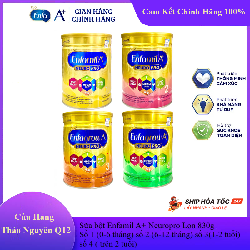 [Chính Hãng Date Mới] Sữa bột Enfamil A+ Neuropro Số 1 2 3 4 Lon 830g