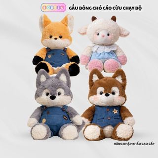  Gấu bông động vật đeo yếm chân chạy bộ dễ thương chất liệu lông thỏ mềm mại làm quà tặng cho bé 