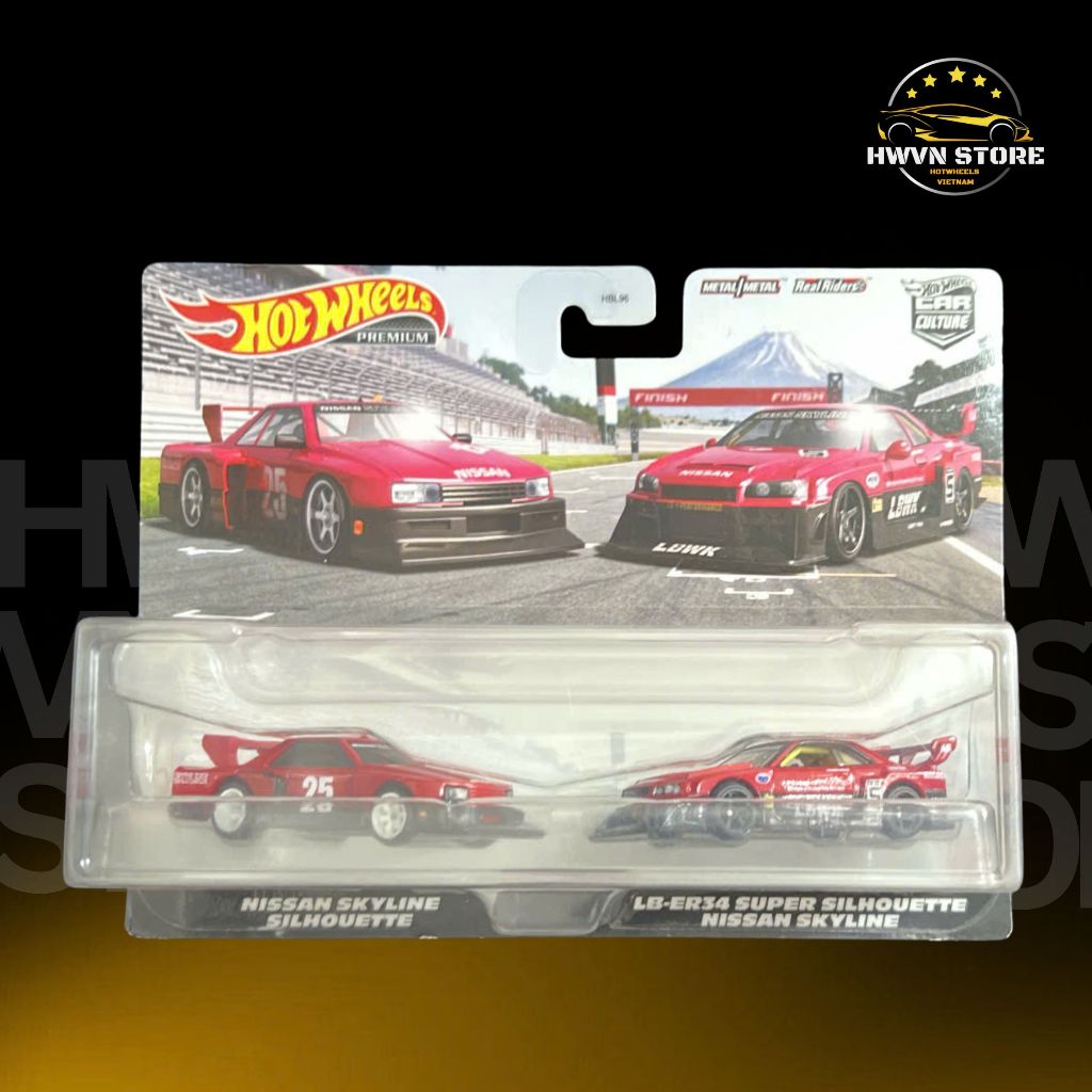 Xe mô hình Hotwheel - Pack 2 Nissan Skyline Silhouette - LB-ER34 Super Silhouette Nissan Skyline màu