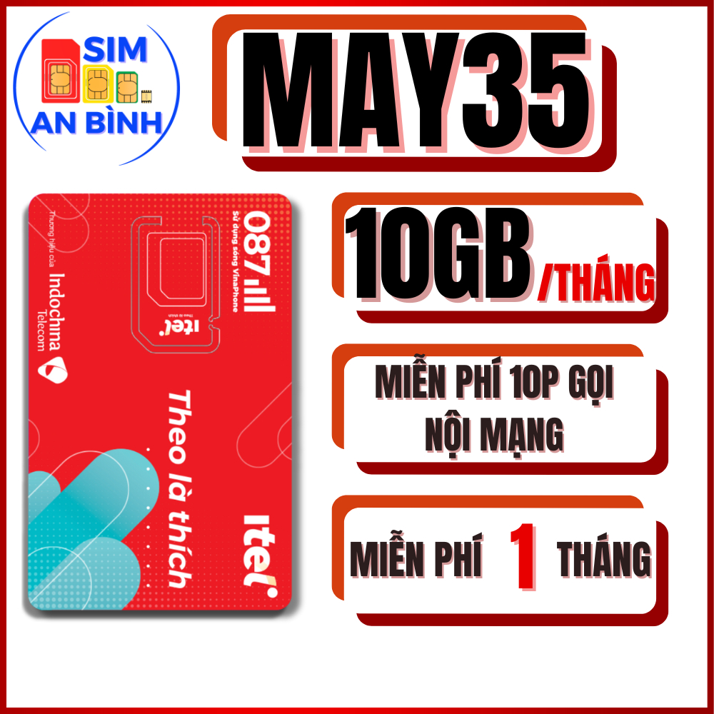 Sim 4G Vinaphone ITEL MAY35 – Miễn Phí Tháng Đầu – 10GB Data – Sim An Bình