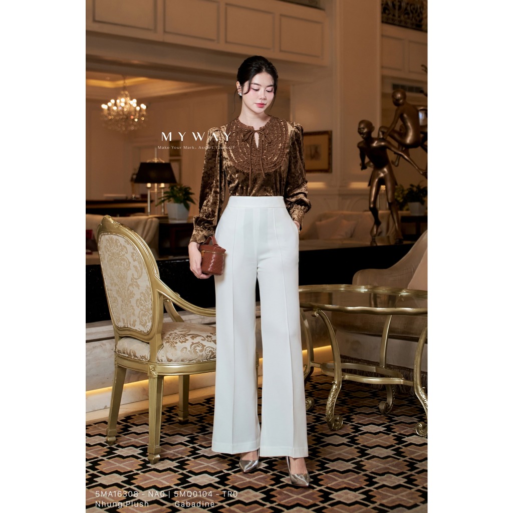 Áo Nhung Nơ Cổ Điển Velvet Grace  MY WAY Thanh Lịch  Quý Phái 5MA03308